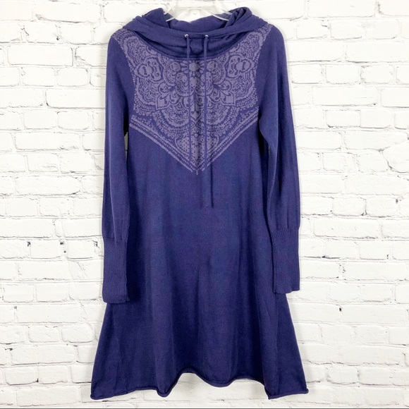 NWT prAna Coco Hooded Sweater Dress Purple Sz M - Picture 9 of 14